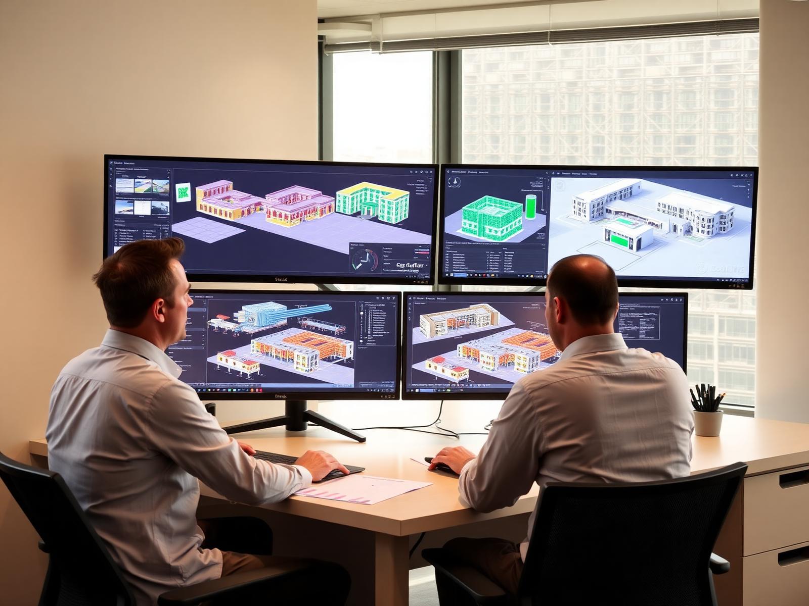 BIMChannel engineers coordinating models in the Business Bay studio
